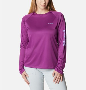 Purple Women's Columbia PFG Tidal II Long Sleeve T-Shirt | 1450-LXICK