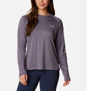 Purple Women's Columbia PFG Tidal II Long Sleeve T-Shirt | 0168-TRYEI