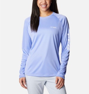 Purple Women's Columbia PFG Tidal II Long Sleeve T-Shirt | 2453-ZNFCJ