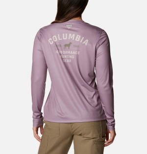 Purple Women's Columbia PHG Tough Shot Graphic Long Sleeve T-Shirt | 1263-PQKBG