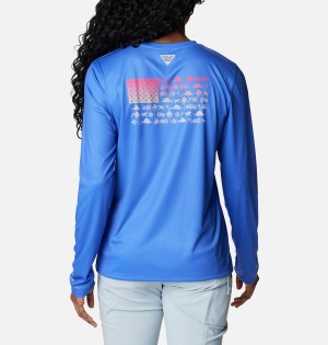 Purple Women's Columbia Tidal PFG Fish Flag Long Sleeve T-Shirt | 9187-MWKLO