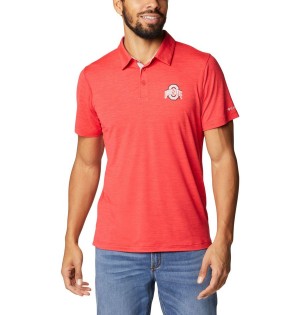 Red Men's Columbia Collegiate Tech Trail - Ohio State Polo Shirt | 4167-YWGHJ