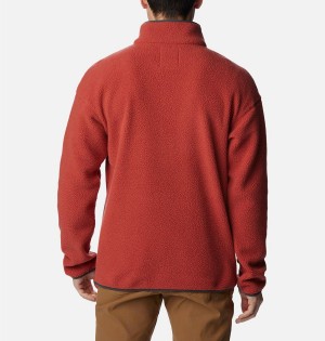 Red Men's Columbia Helvetia Half Snap Fleece Pullover | 6287-NCQWY