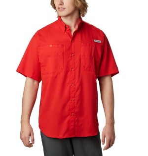 Red Men's Columbia PFG Tamiami II Short Sleeve Shirt | 3045-WGOTY