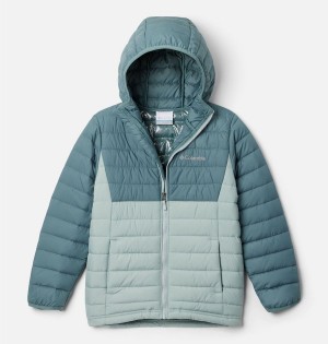 Turquoise Kids' Columbia Powder Lite Hooded Jacket | 0638-RVAIF