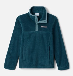 Turquoise Kids' Columbia Steens Mountain Quarter Snap Pull-Over Fleece | 9251-HPAKF