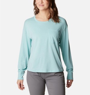 Turquoise Women's Columbia Boundless Trek Long Sleeve T-Shirt | 5012-MCFVP