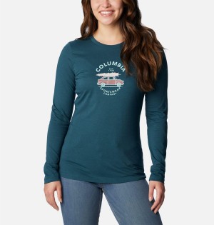 Turquoise Women's Columbia Hidden Haven Long Sleeve T-Shirt | 2731-HNIBP