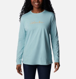 Turquoise Women's Columbia North Cascades Long Sleeve T-Shirt | 8913-IPHWB