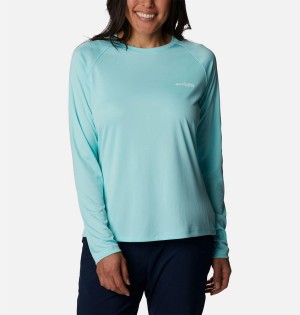 Turquoise Women's Columbia PFG Tidal II Long Sleeve T-Shirt | 0739-STKZG