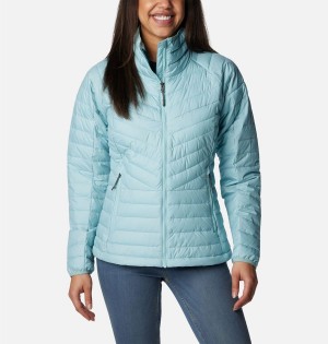 Turquoise Women's Columbia Powder Lite II Full Zip Puffer Jacket | 0145-ATQKP