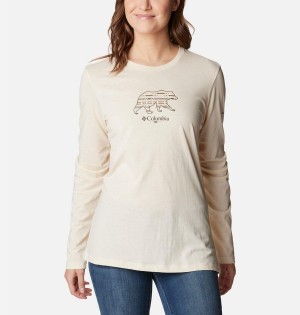 White Women's Columbia Hidden Haven Long Sleeve T-Shirt | 9680-GLAVJ