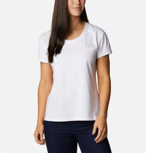 White Women's Columbia Sun Trek T-Shirt | 0316-ZUAOM