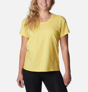 Yellow Women's Columbia Sun Trek T-Shirt | 0583-JKNWE