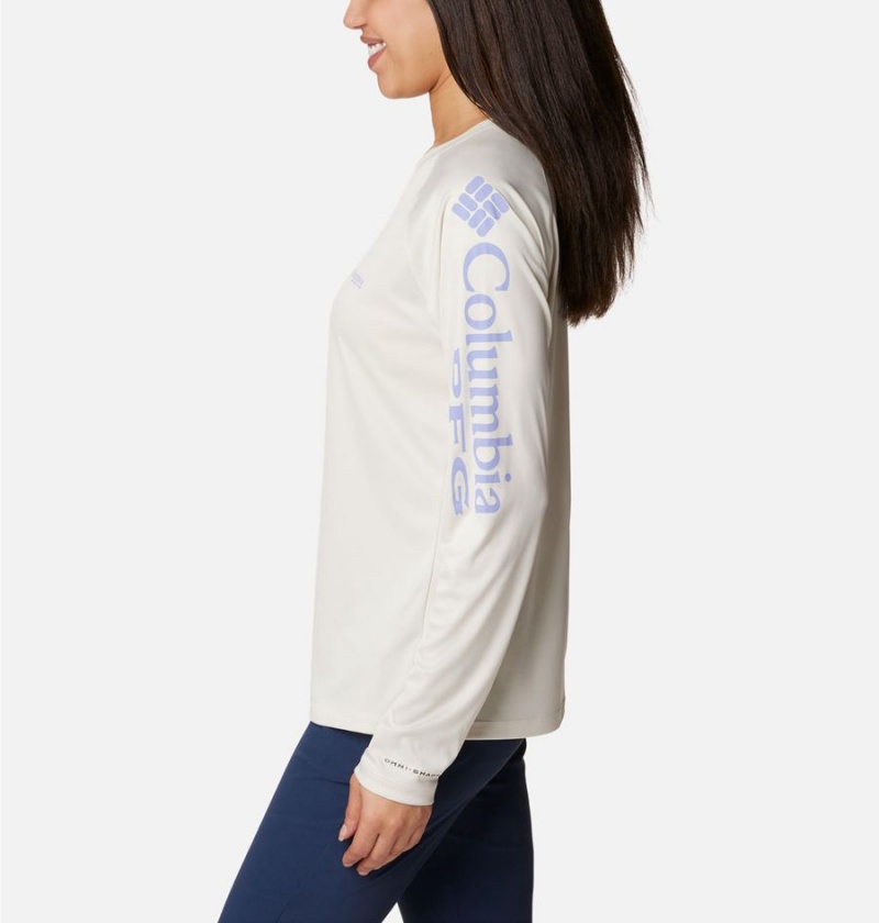 Beige Women's Columbia PFG Tidal II Long Sleeve T-Shirt | 9278-BTLZS