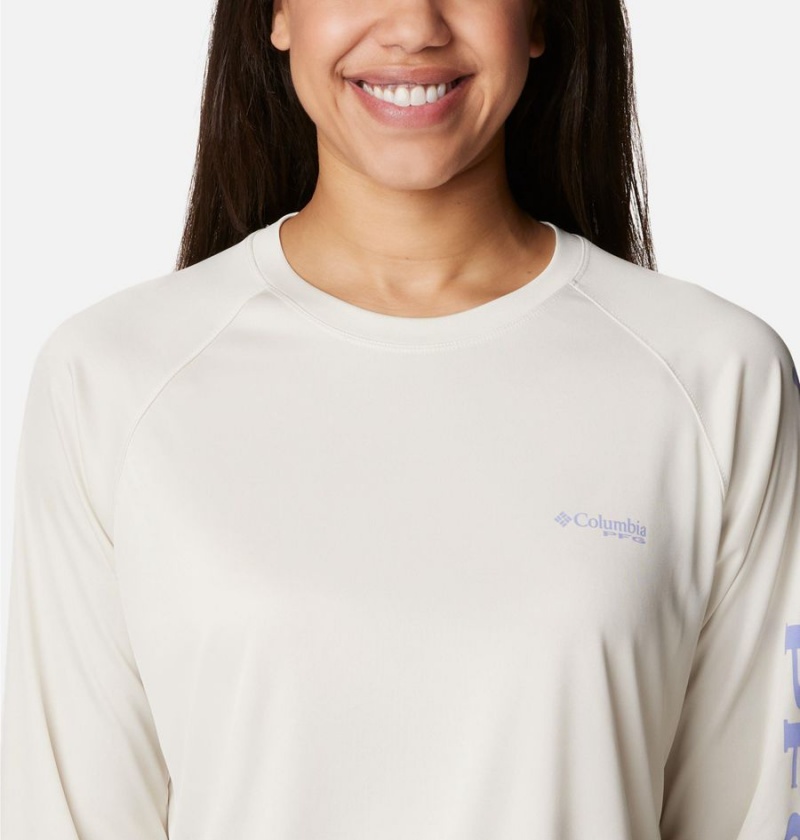 Beige Women's Columbia PFG Tidal II Long Sleeve T-Shirt | 9278-BTLZS