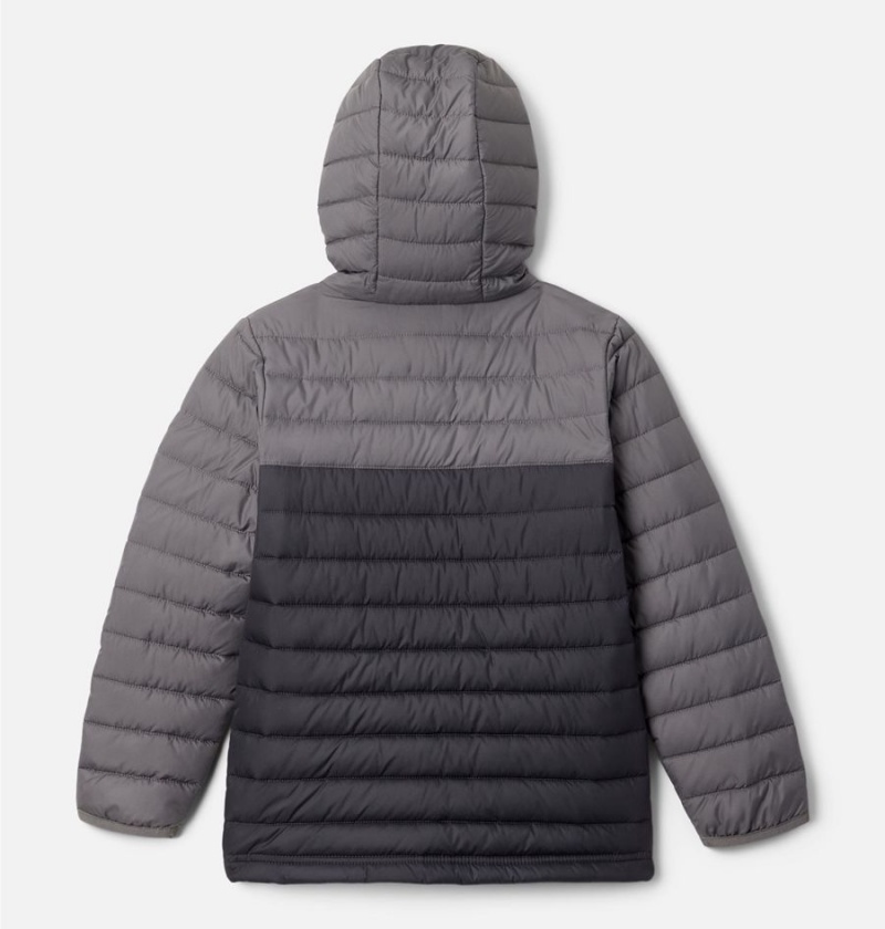 Black Kids' Columbia Powder Lite Hooded Jacket | 7049-BAUNE