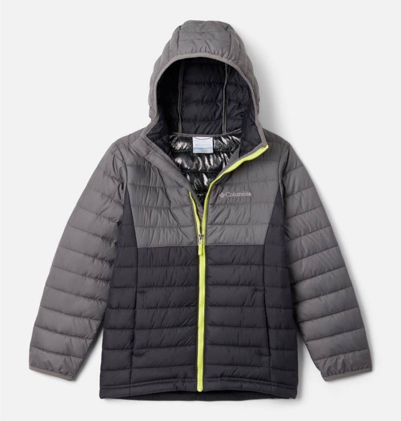 Black Kids\' Columbia Powder Lite Hooded Jacket | 7049-BAUNE