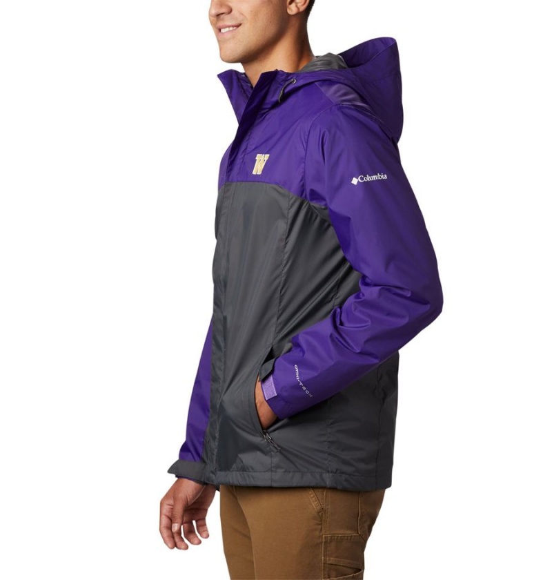 Black Men's Columbia Collegiate Glennaker Storm - Washington Rain Jacket | 8049-PHRFE