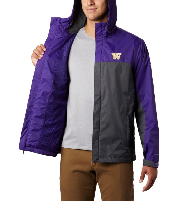 Black Men's Columbia Collegiate Glennaker Storm - Washington Rain Jacket | 8049-PHRFE