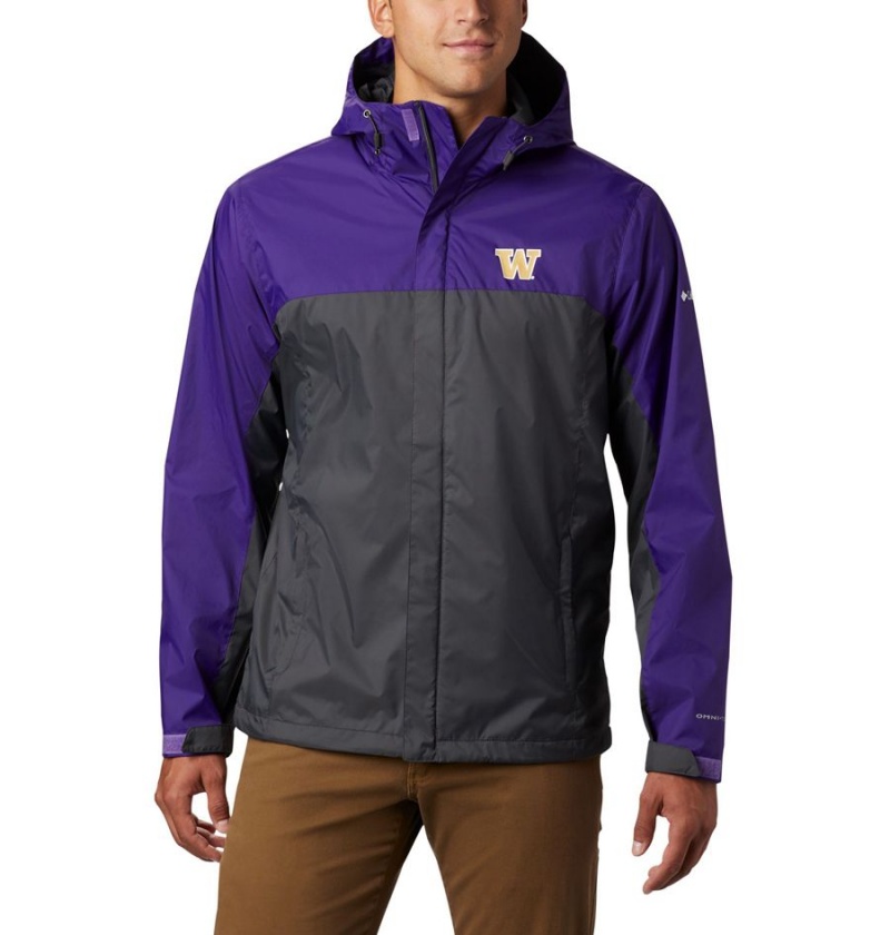 Black Men\'s Columbia Collegiate Glennaker Storm - Washington Rain Jacket | 8049-PHRFE