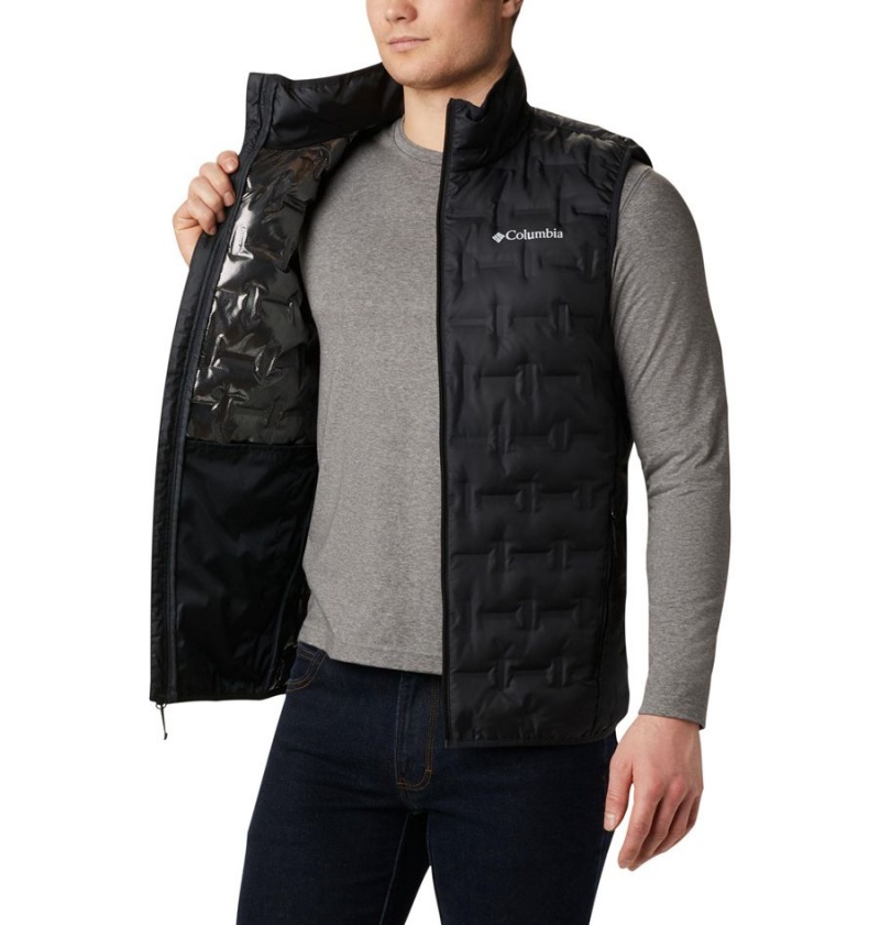 Black Men's Columbia Delta Ridge Down Vest | 0952-VZSHD