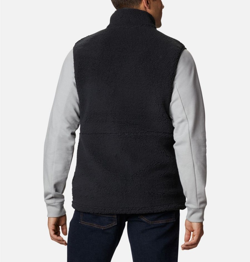 Black Men's Columbia Mountainside Sherpa Fleece Vest | 6290-XCVWJ