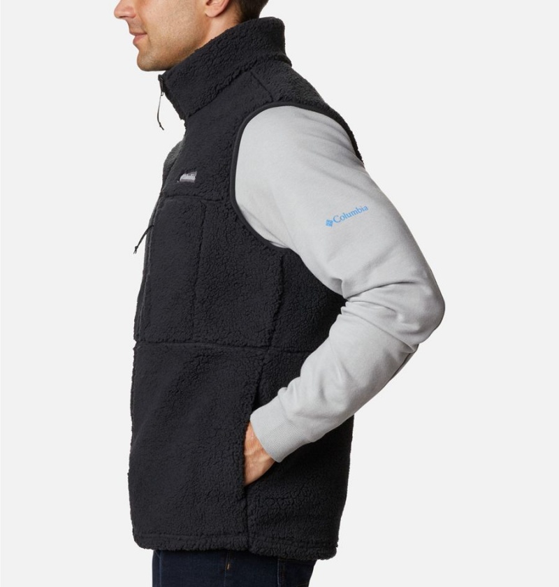 Black Men's Columbia Mountainside Sherpa Fleece Vest | 6290-XCVWJ