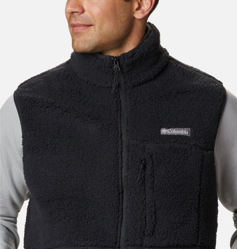 Black Men's Columbia Mountainside Sherpa Fleece Vest | 6290-XCVWJ