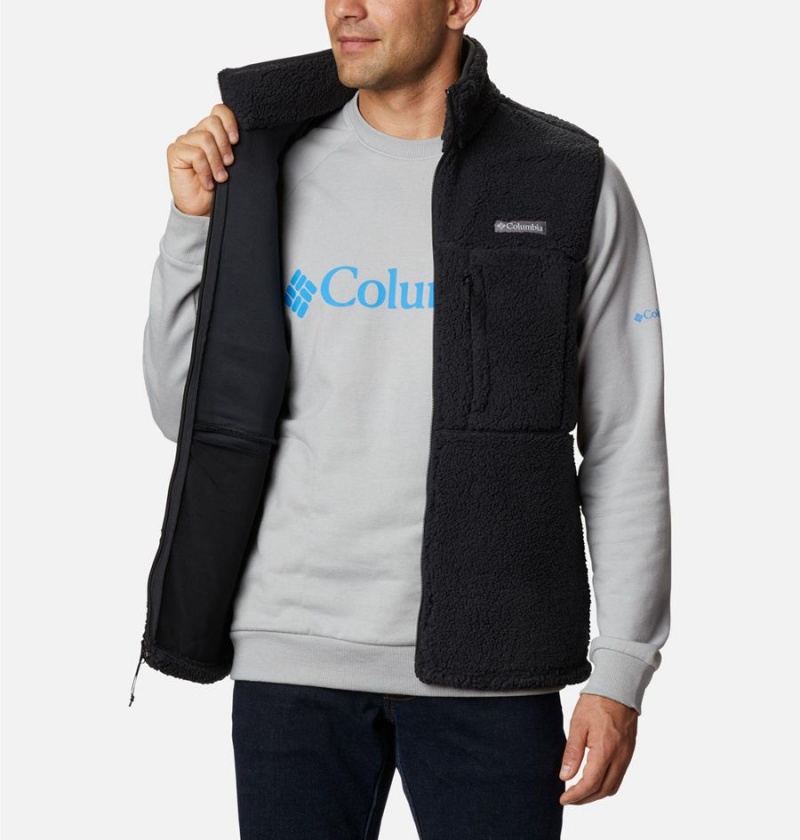 Black Men's Columbia Mountainside Sherpa Fleece Vest | 6290-XCVWJ