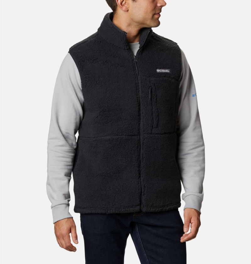 Black Men\'s Columbia Mountainside Sherpa Fleece Vest | 6290-XCVWJ