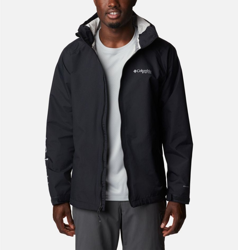 Black Men's Columbia PFG Omni-Tech 3D Rain Jacket | 1486-HSXTQ