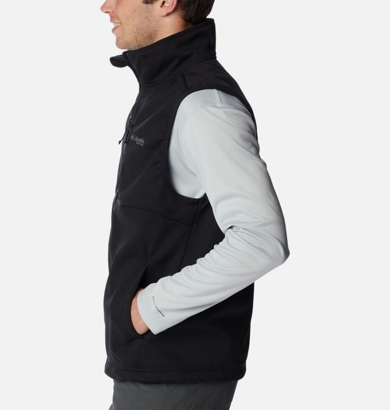 Black Men's Columbia PFG Terminal Stretch Softshell Vest | 3189-ECSGI