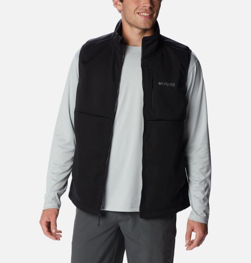 Black Men's Columbia PFG Terminal Stretch Softshell Vest | 3189-ECSGI