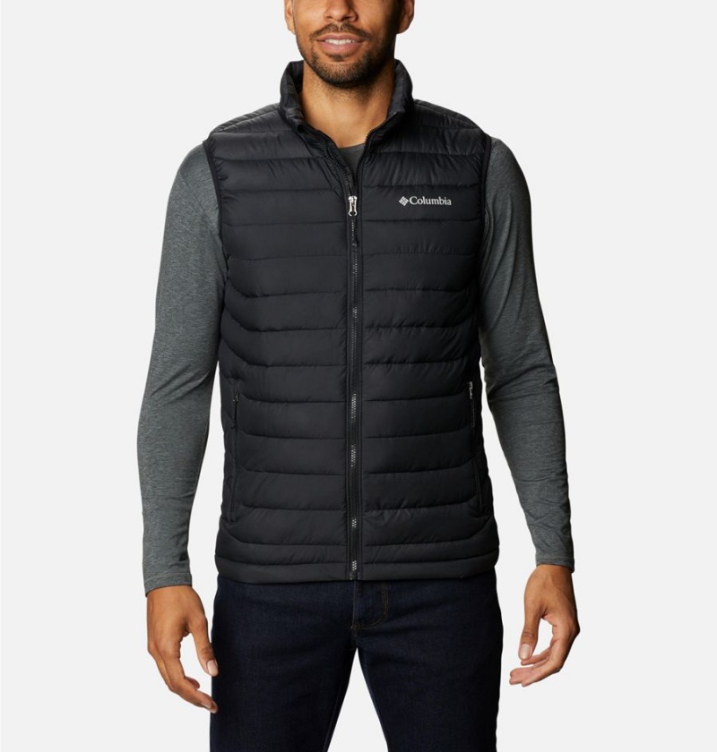 Black Men\'s Columbia Powder Lite Vest | 6097-GQYDF