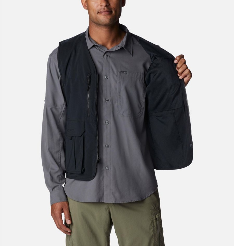 Black Men's Columbia Silver Ridge Utility Vest | 8761-UHVCJ