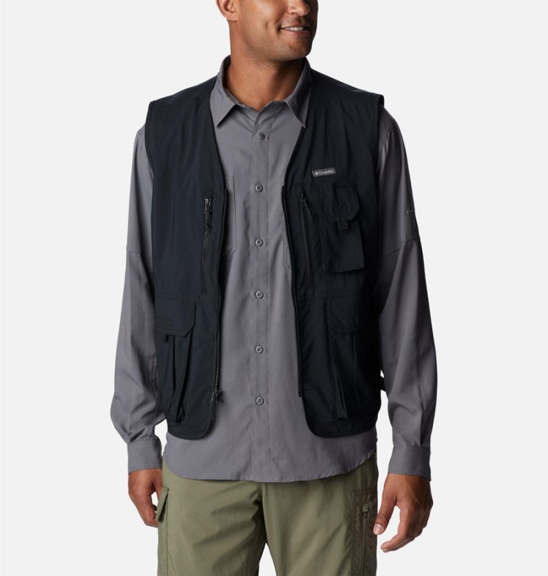 Black Men's Columbia Silver Ridge Utility Vest | 8761-UHVCJ