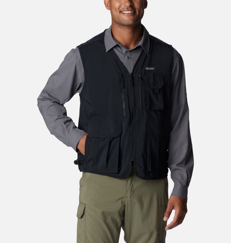 Black Men\'s Columbia Silver Ridge Utility Vest | 8761-UHVCJ