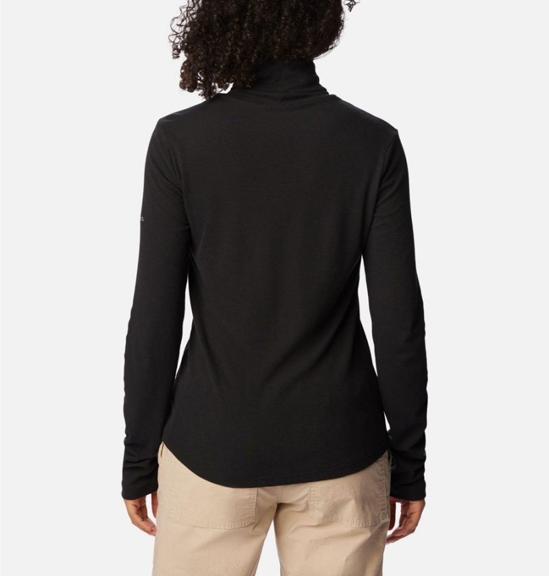 Black Women's Columbia Boundless Trek Ribbed Turtleneck Long Sleeve T-Shirt | 2718-ZLEYX