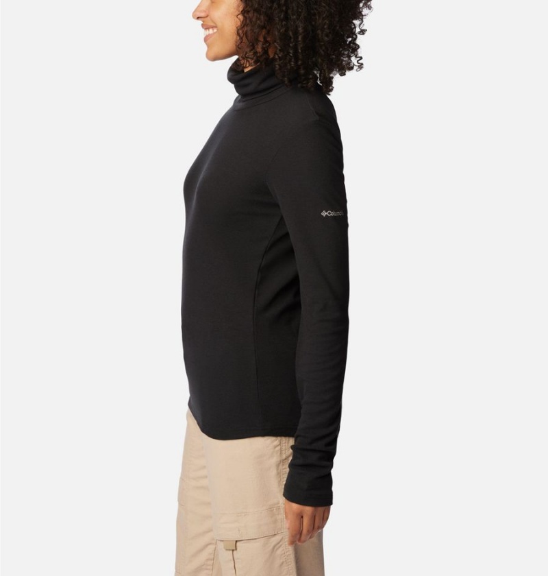 Black Women's Columbia Boundless Trek Ribbed Turtleneck Long Sleeve T-Shirt | 2718-ZLEYX