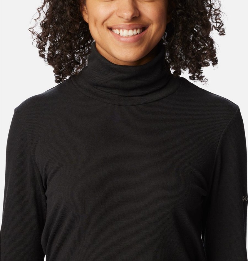 Black Women's Columbia Boundless Trek Ribbed Turtleneck Long Sleeve T-Shirt | 2718-ZLEYX