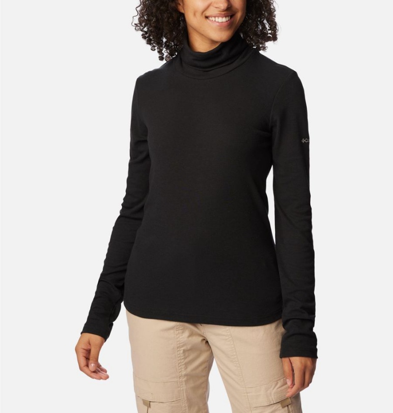 Black Women\'s Columbia Boundless Trek Ribbed Turtleneck Long Sleeve T-Shirt | 2718-ZLEYX