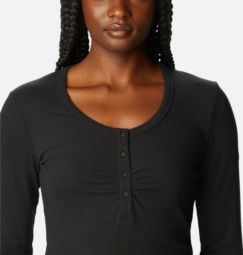 Black Women's Columbia Calico Basin Ribbed Long Sleeve T-Shirt | 1960-DOXYS