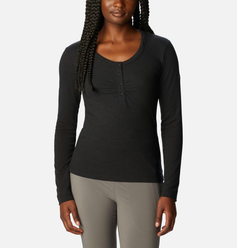 Black Women\'s Columbia Calico Basin Ribbed Long Sleeve T-Shirt | 1960-DOXYS