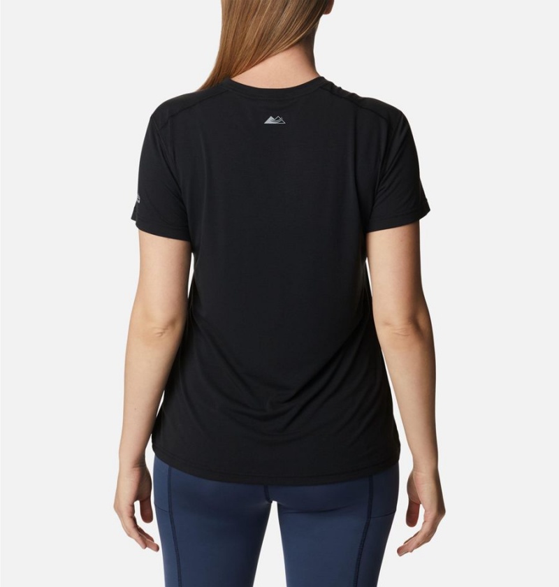 Black Women's Columbia Endless Trail Running Tech T-Shirt | 3726-YECMB