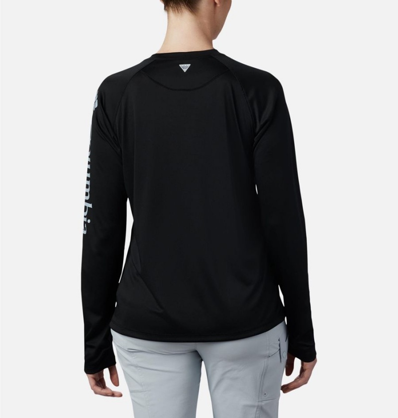 Black Women's Columbia PFG Tidal II Long Sleeve T-Shirt | 7130-RLFNV