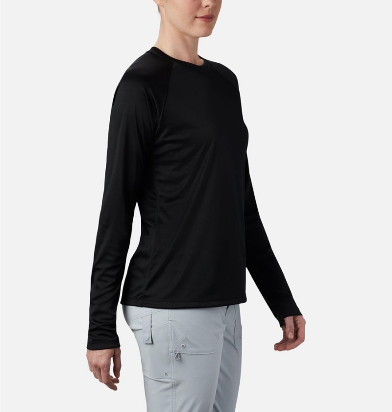 Black Women's Columbia PFG Tidal II Long Sleeve T-Shirt | 7130-RLFNV