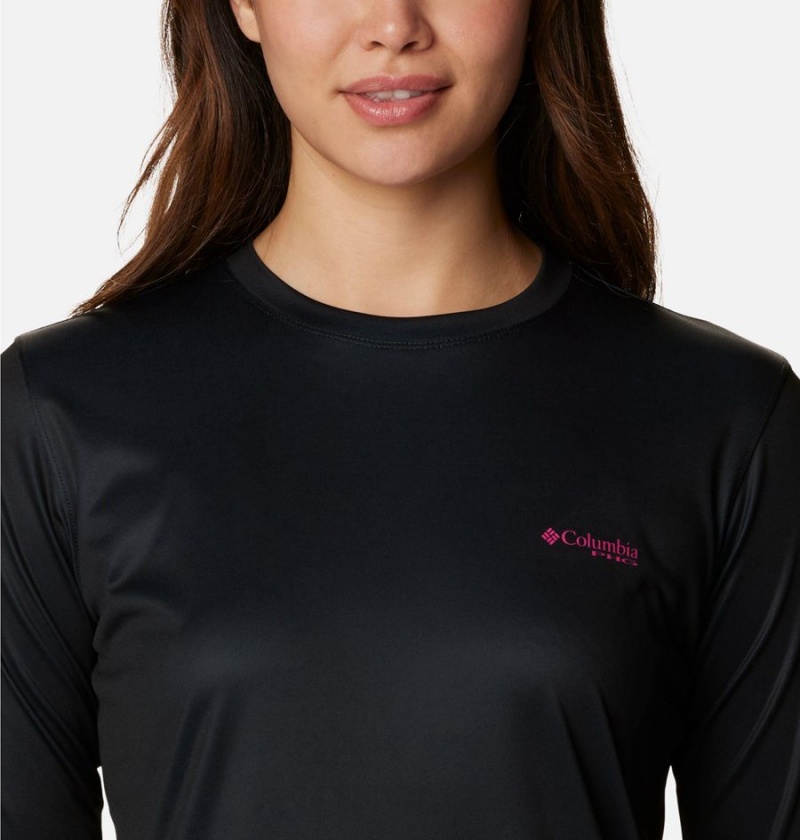 Black Women's Columbia PHG Tough Shot Graphic Long Sleeve T-Shirt | 5317-RZNQW