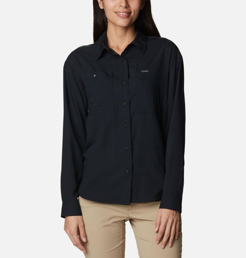 Black Women\'s Columbia Silver Ridge Utility Long Sleeve Shirt | 5279-UMYEB