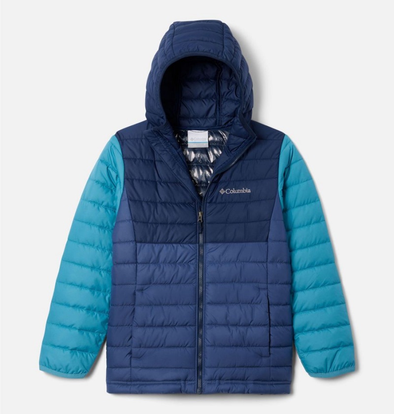 Blue Kids\' Columbia Powder Lite Hooded Jacket | 5693-OYGUR